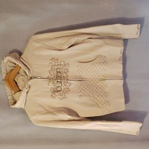Burton Zippered Hoodie Sweatshirt 2004🏂🏔️⛷️ ivory with green and brown details